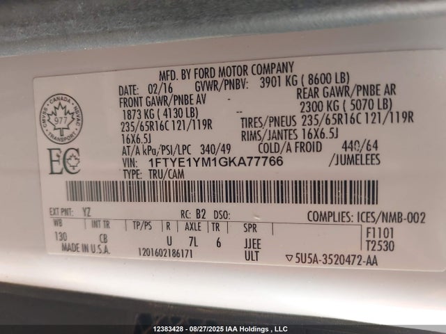 1FTYE1YM1GKA77766 Ford 2016