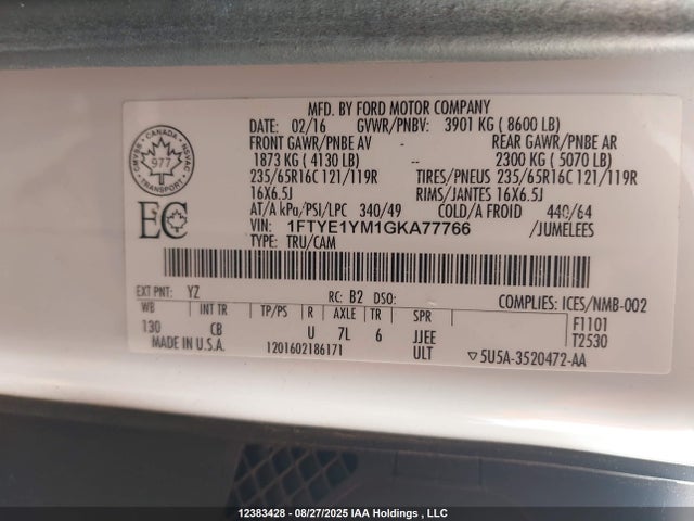 1FTYE1YM1GKA77766 Ford 2016