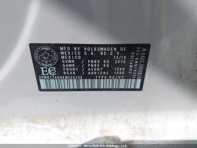 3VWH17AU0KM525308 Volkswagen GOLF ALLTRACK