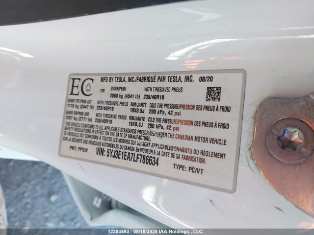 5YJ3E1EA7LF786634 Tesla MODEL 3