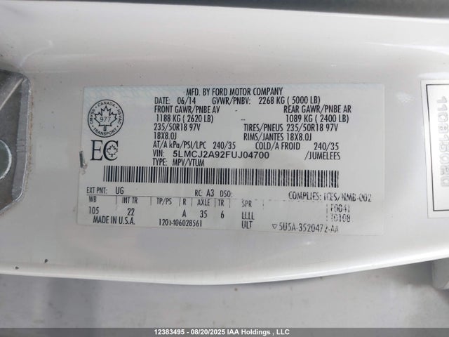 Lincoln MKC 2015 5LMCJ2A92FUJ04700 Image 9