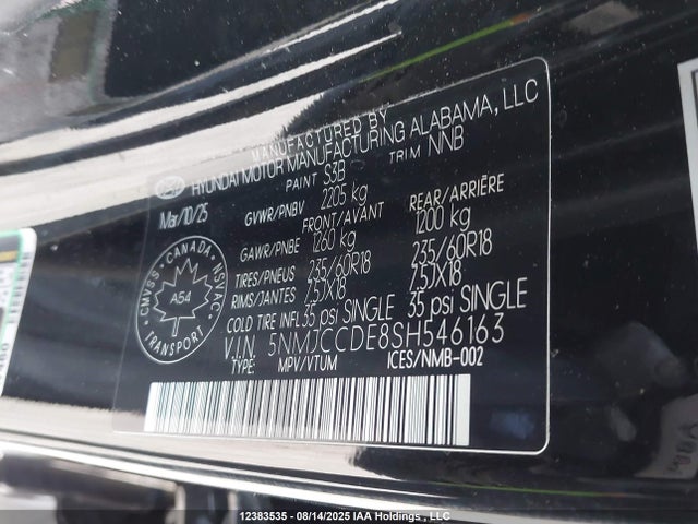 5NMJCCDE8SH546163 Hyundai gdi theta iii