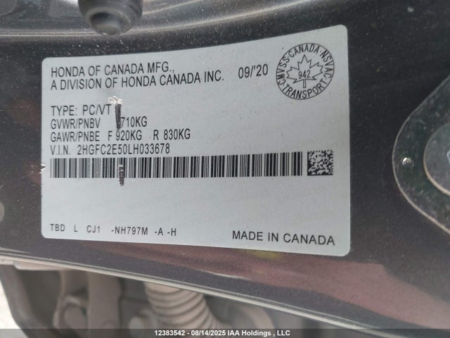 Honda k20c2 2020 2HGFC2E50LH033678 Image 9
