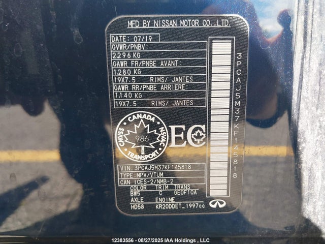 3PCAJ5M37KF145818 Infiniti QX50