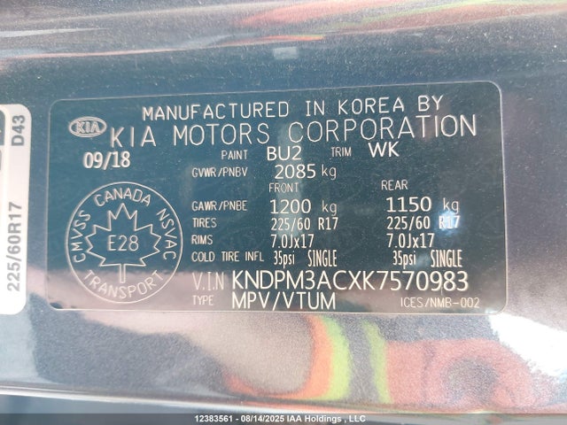 KIA gdi theta ii 2019 KNDPM3ACXK7570983 Image 9