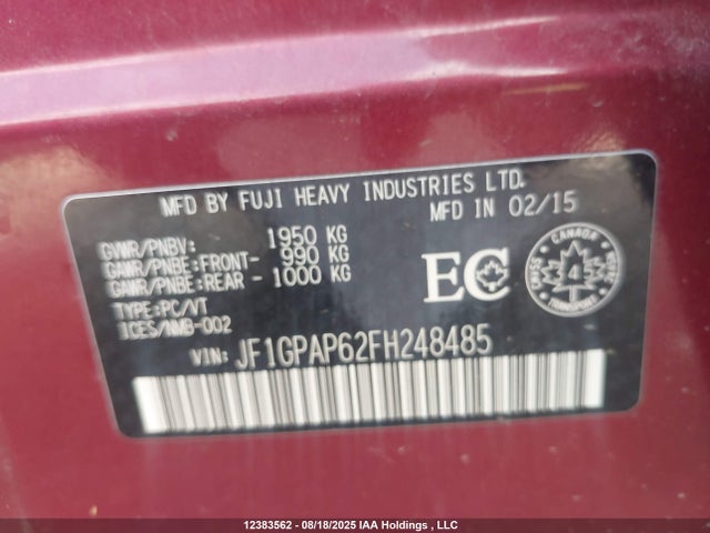 JF1GPAP62FH248485 Subaru 2.0l na