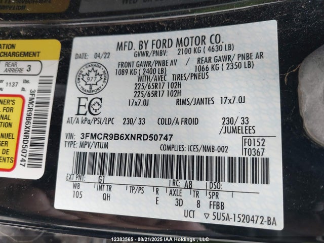 3FMCR9B6XNRD50747 Ford dragon