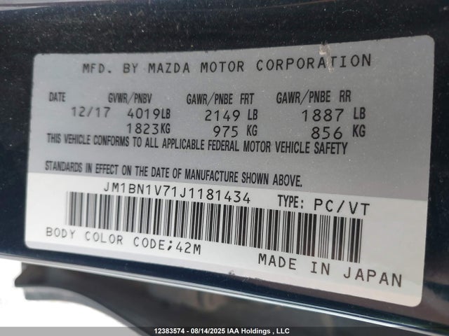 JM1BN1V71J1181434 Mazda pe