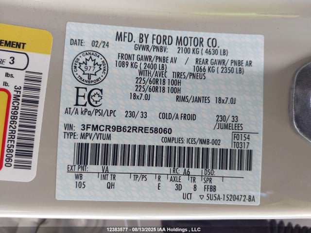 3FMCR9B62RRE58060 Ford dragon