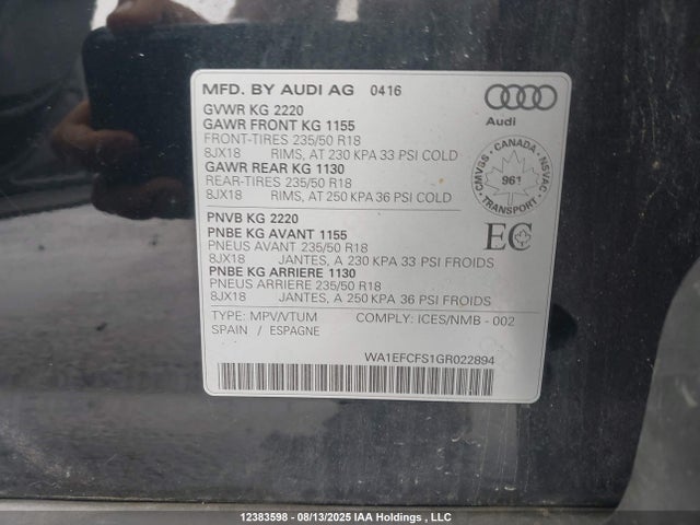 WA1EFCFS1GR022894 Audi 2.0t