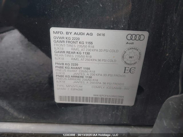 WA1EFCFS1GR022894 Audi 2.0t