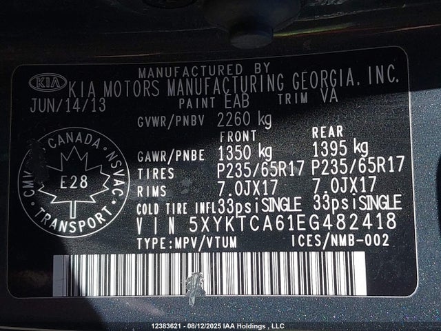 5XYKTCA61EG482418 KIA dohc t-gdi theta-ii