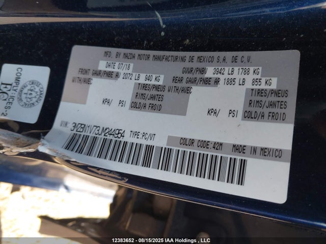 3MZBN1V73JM244954 Mazda pe