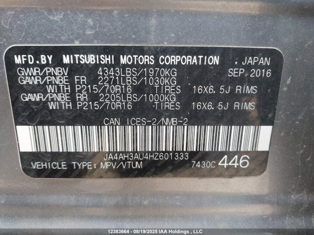 JA4AH3AU4HZ601333 Mitsubishi 2.0 dohc mivec