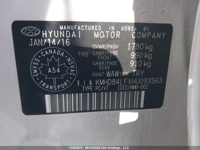 KMHD84LFXHU093563 Hyundai 2017