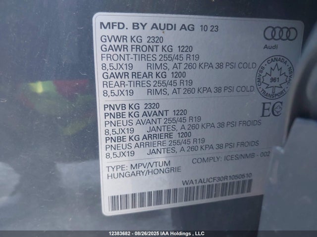 WA1AUCF30R1050510 Audi 40 tfsi
