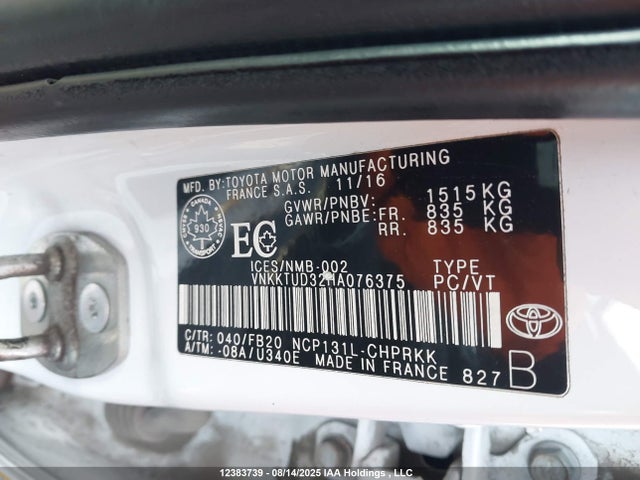 Toyota 1nz-fe 2017 VNKKTUD32HA076375 Image 18