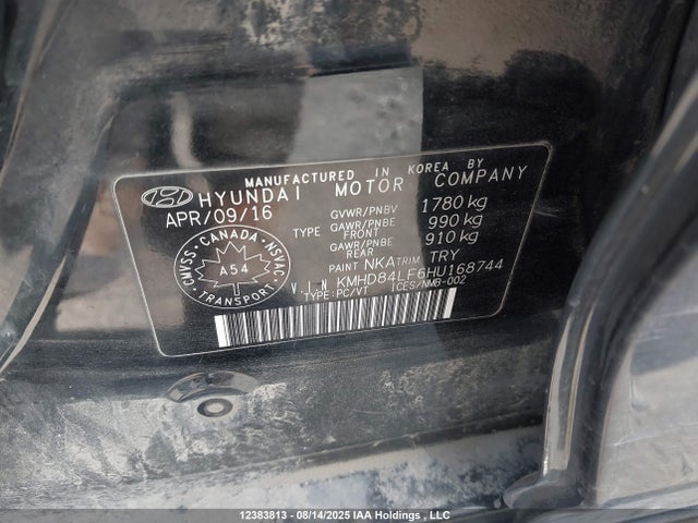 KMHD84LF6HU168744 Hyundai Elantra