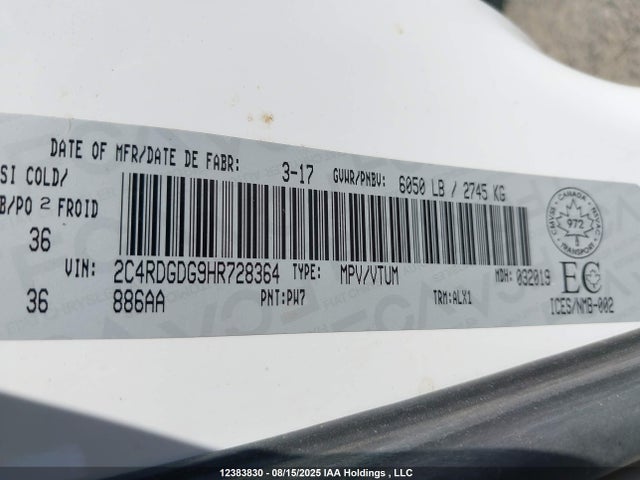 2C4RDGDG9HR728364 Dodge 2017