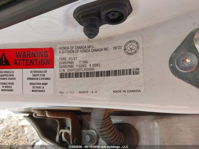 Honda k20c2 2020 2HGFC2E57LH034598 Image 9