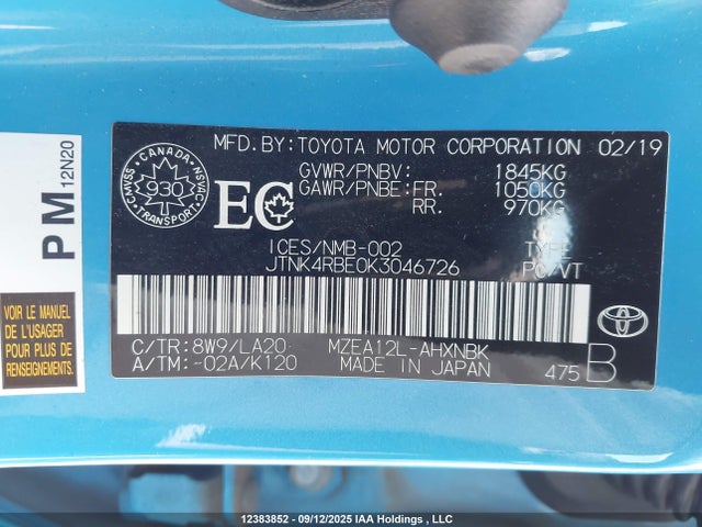 JTNK4RBE0K3046726 Toyota m20a-fks