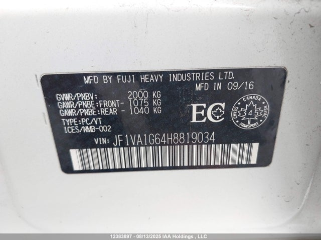 JF1VA1G64H8819034 Subaru dib