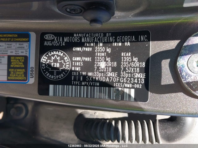 5XYKUDA70FG623413 KIA gasoline 3.3 v6 gdi lambda ii