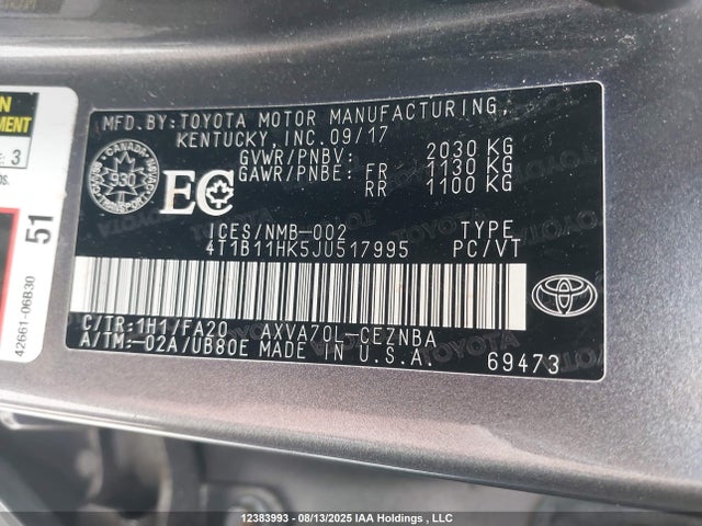 4T1B11HK5JU517995 Toyota a25a-fks