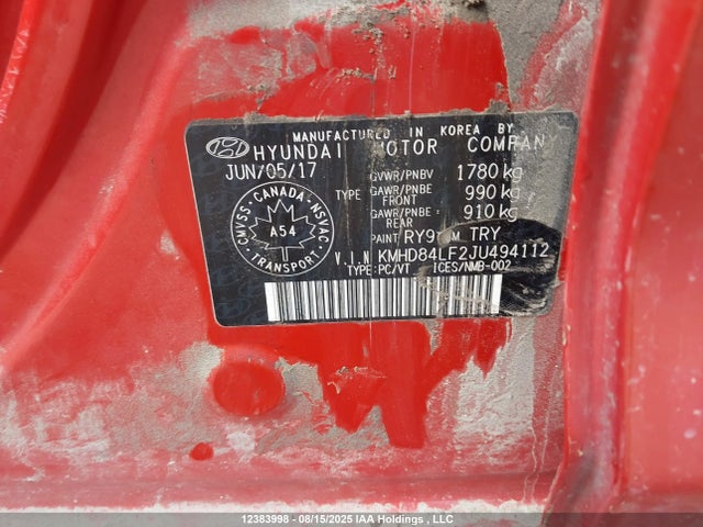 KMHD84LF2JU494112 Hyundai ELANTRA GL