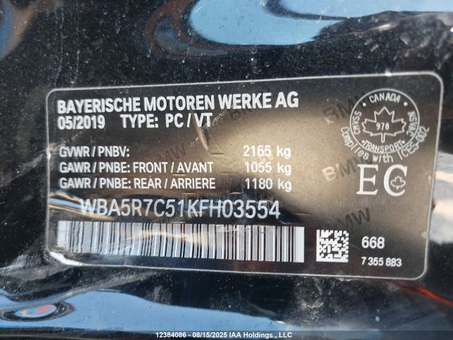 WBA5R7C51KFH03554 BMW 330I