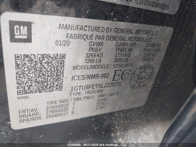 1GTU9FET5LZ220232 GMC lm2