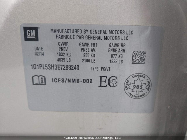 1G1PL5SH3E7288240 Chevrolet luw