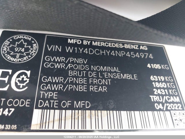 Mercedes-Benz om651 2022 W1Y4DCHY4NP454974 Image 9