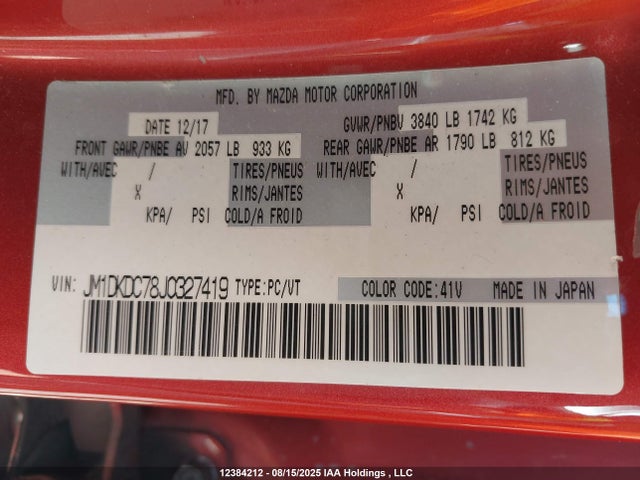 JM1DKDC78J0327419 Mazda pe