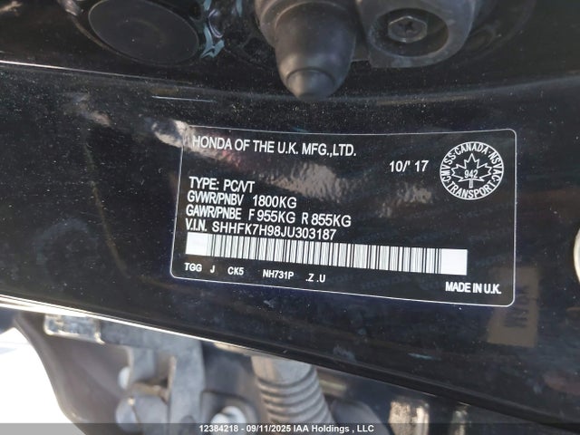SHHFK7H98JU303187 Honda Civic Sport Touring
