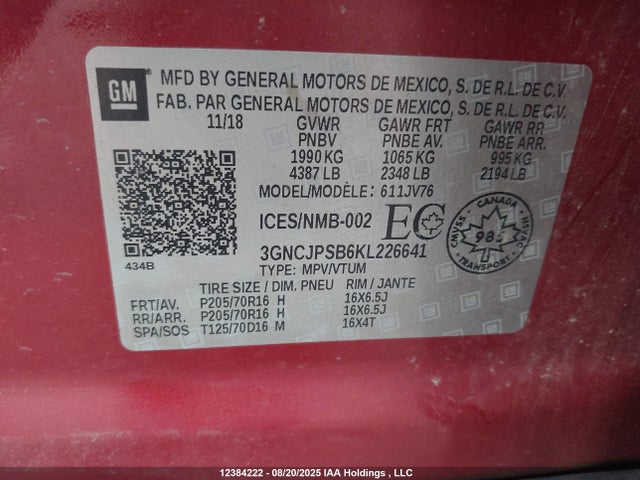 Chevrolet luv - mfi, variable valve timing, e85 max, alum 2019 3GNCJPSB6KL226641 Image 9