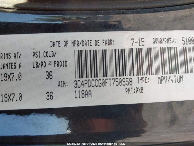 Dodge 2015 2015 3C4PDCCG0FT750958 Image 9