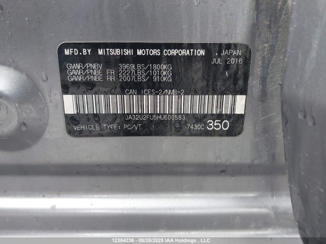 Mitsubishi 2.0 dohc mivec 2017 JA32U2FU5HU600583 Image 9