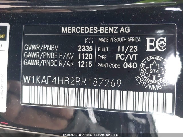 W1KAF4HB2RR187269 Mercedes-Benz m254