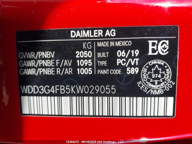 WDD3G4FB5KW029055 Mercedes-Benz m260
