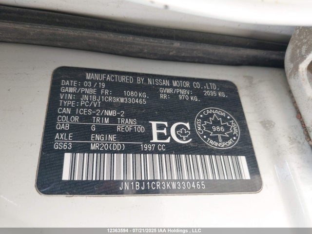 JN1BJ1CR3KW330465 Nissan 2019