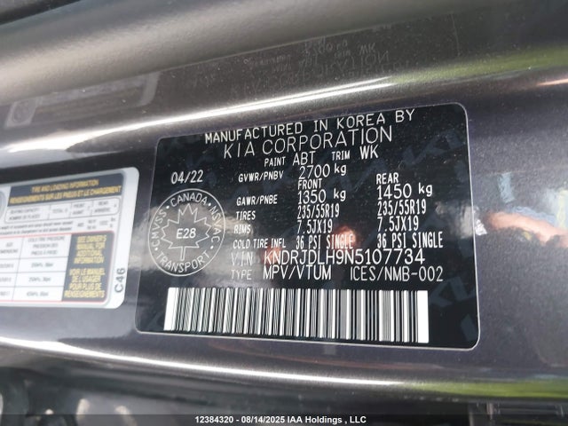 KNDRJDLH9N5107734 KIA t-gdi gamma-ii