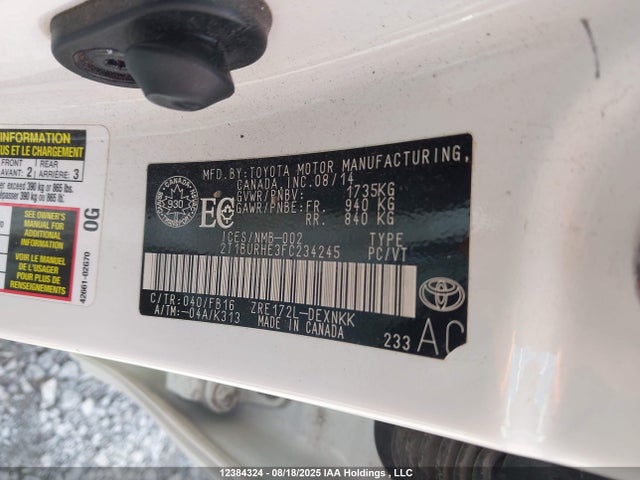Toyota 2zr-fe 2015 2T1BURHE3FC234245 Image 9