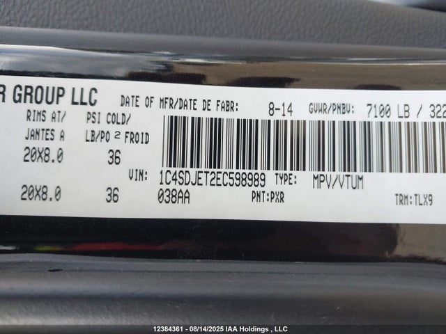 1C4SDJET2EC598989 Dodge Durango