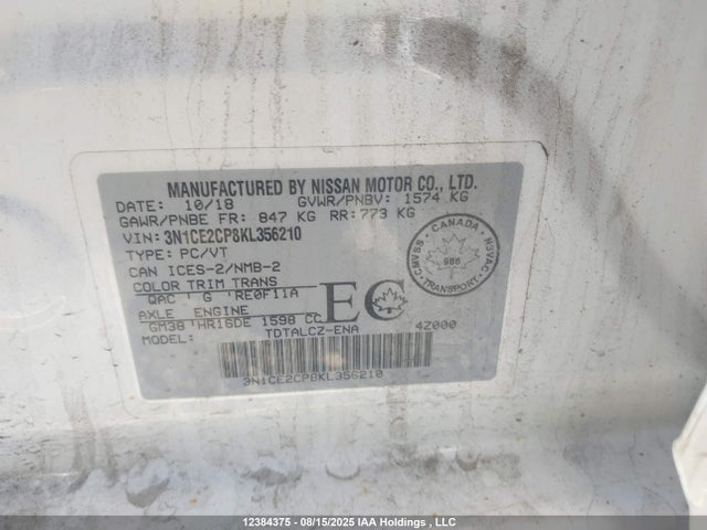 Nissan 2019 2019 3N1CE2CP8KL356210 Image 9