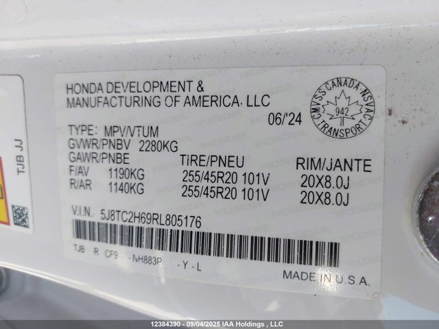 Acura k20c4 2024 5J8TC2H69RL805176 Image 19