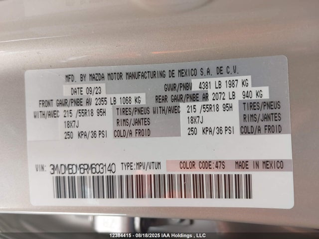 3MVDMBDM6RM603140 Mazda pyukd