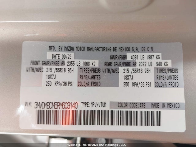 3MVDMBDM6RM603140 Mazda pyukd