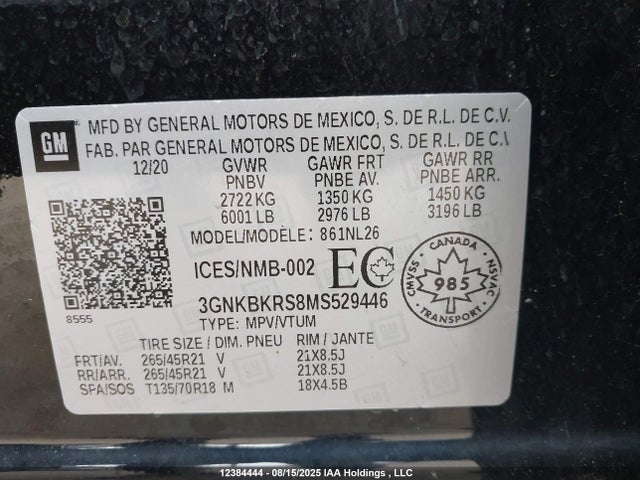 Chevrolet lgx 2021 3GNKBKRS8MS529446 Image 9
