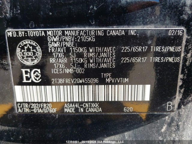 Toyota 2ar-fe 2016 2T3BFREV2GW455096 Image 18
